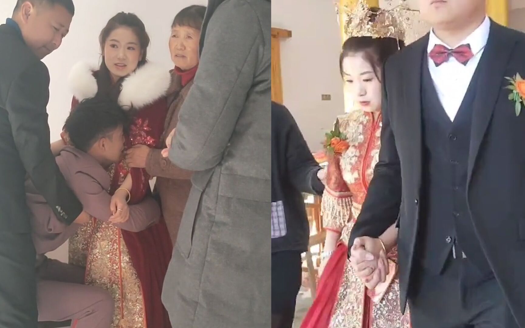 姐姐出嫁弟弟喝醉抱着姐姐不肯撒手 网友：一定是感情很深的姐弟