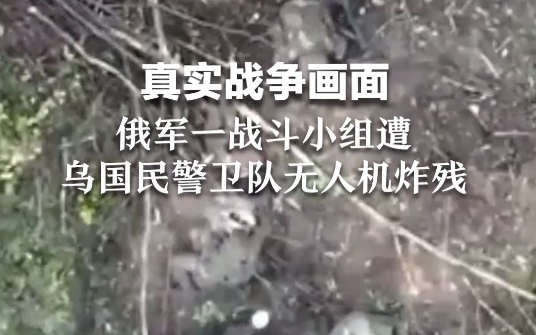 真实战争画面 俄军一战斗小组遭乌国民警卫队无人机炸残