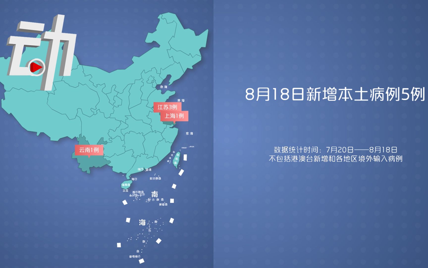 本轮全国疫情动态地图：累计确诊本土1260例 新增5例涉上海等3省份