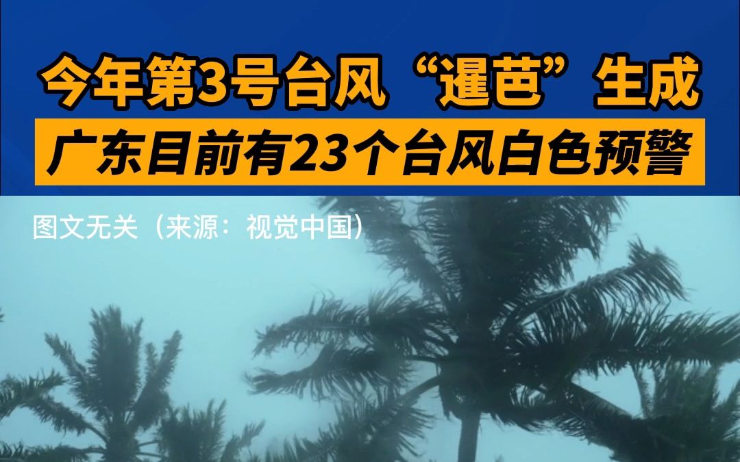 今年第3号台风“暹芭”生成，广东目前有23个台风白色预警