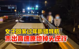 女子听错导航未出高速掉头逆行：它让转圈我就转圈，发现逆行报警