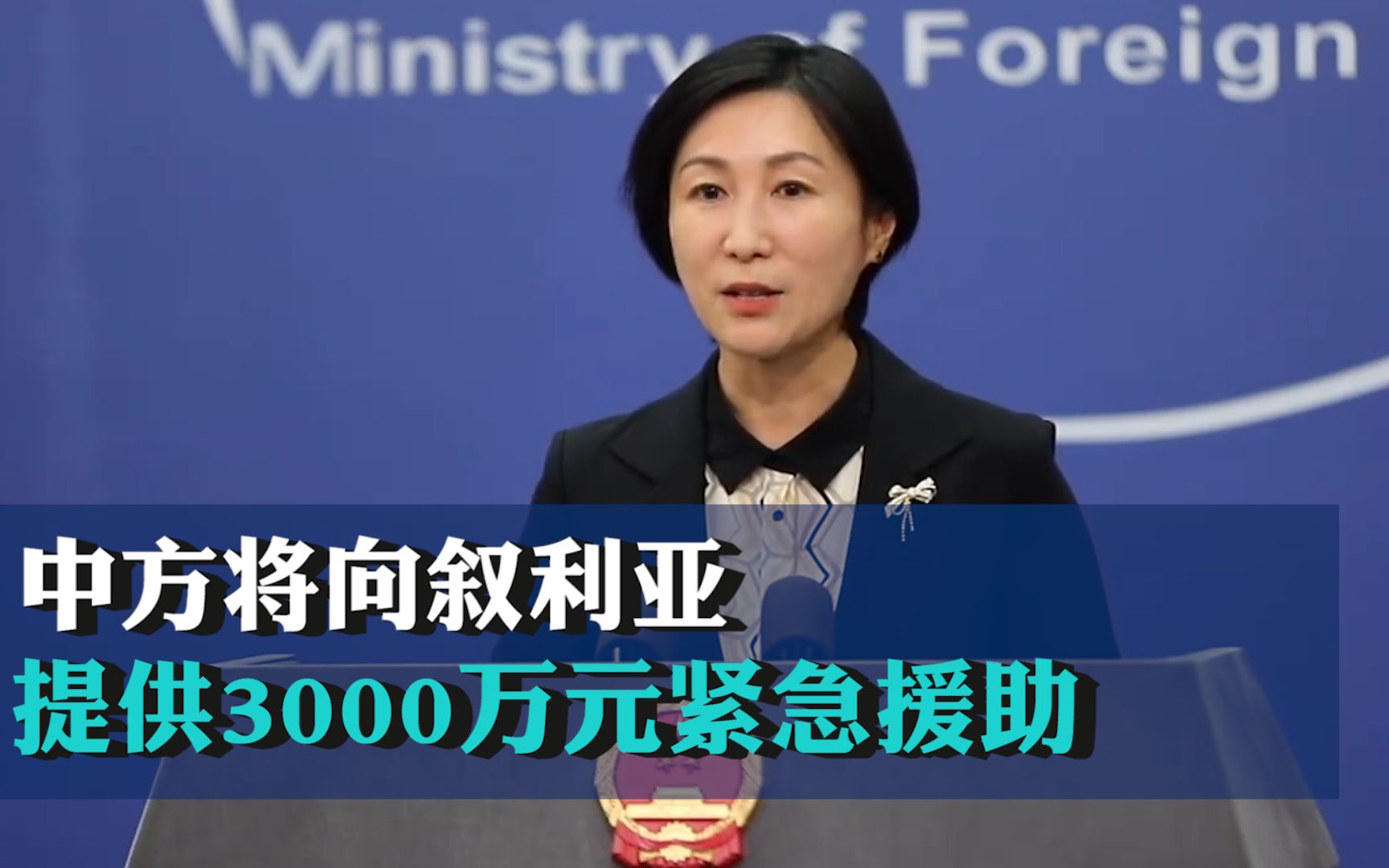 中方将向叙利亚提供3000万元紧急援助