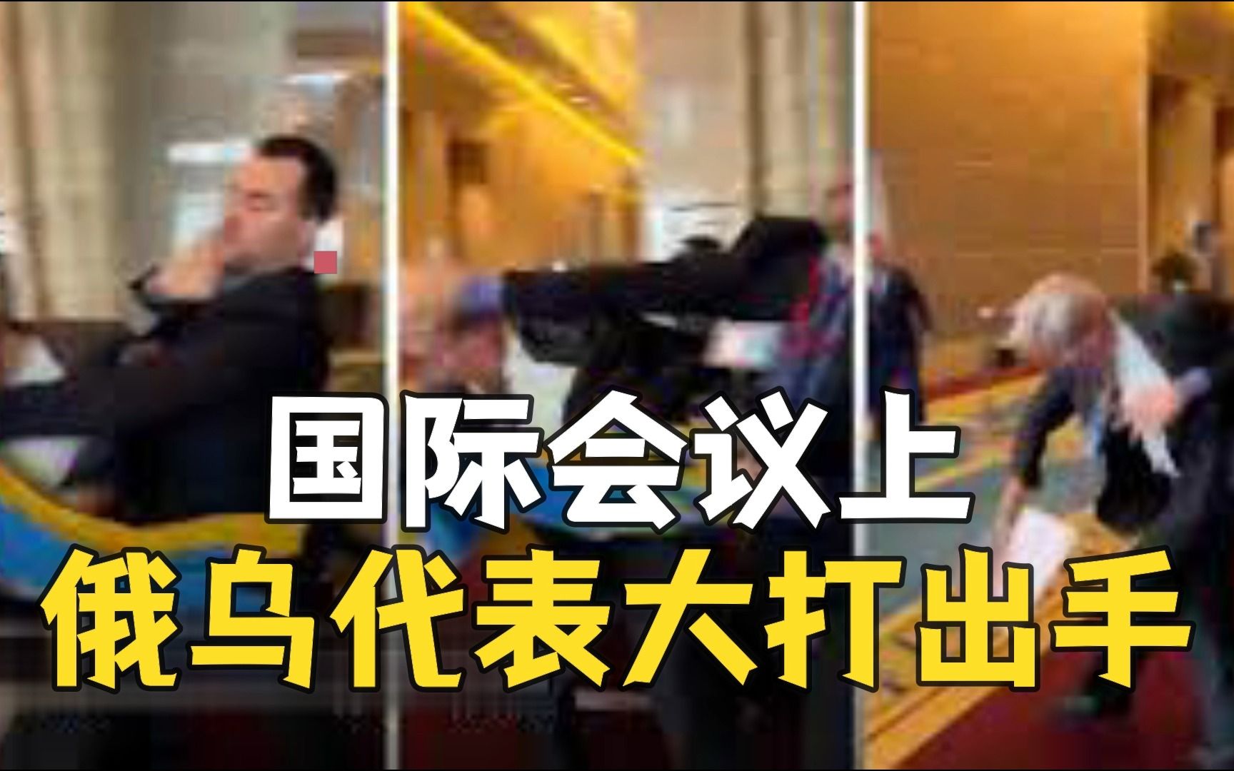 国际会议上争抢国旗起冲突 俄乌代表团成员大打出手