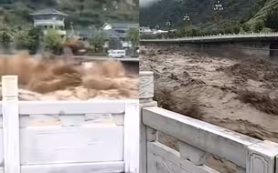 暴雨致四川雅安多地受灾 道路垮塌货车被洪流卷走 惊险画面曝光！