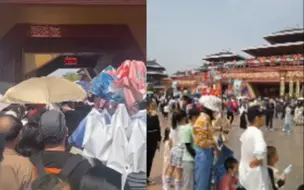 湖北一景区入口拥挤不堪排队数小时才能入园 众游客齐声高喊退票