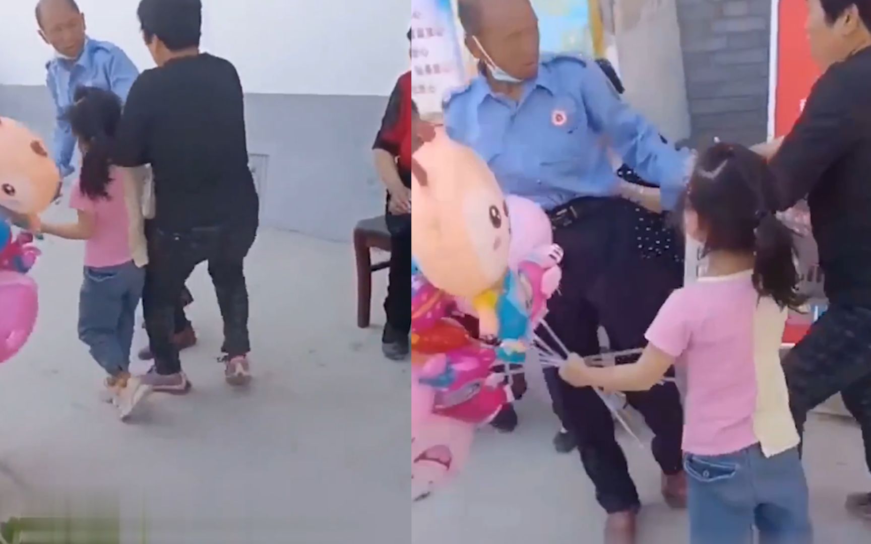 网传小女孩卖气球惨遭保安驱赶 官方：已批评教育涉事安保