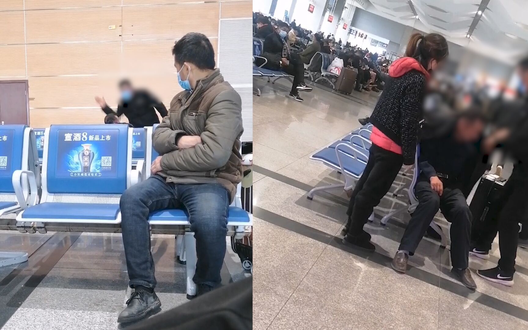 父亲因喝醉耽误火车 被儿子在候车室猛扇耳光 啪啪作响让人难受