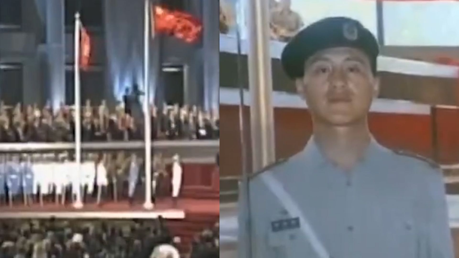 香港回归前夜，中国仪仗兵亮出一套绝活回应英国执行队长
