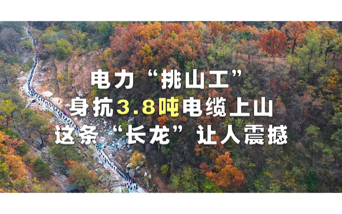 电力工人身扛数吨电缆上山，这条“长龙”太震撼！